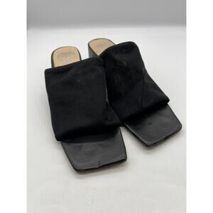 Vince Camuto Square Toe Salindera Slides Block Heel Black Mesh 10.5M Verify
